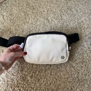 Lululemon belt bag! Cream and black, lightly used. Great condition